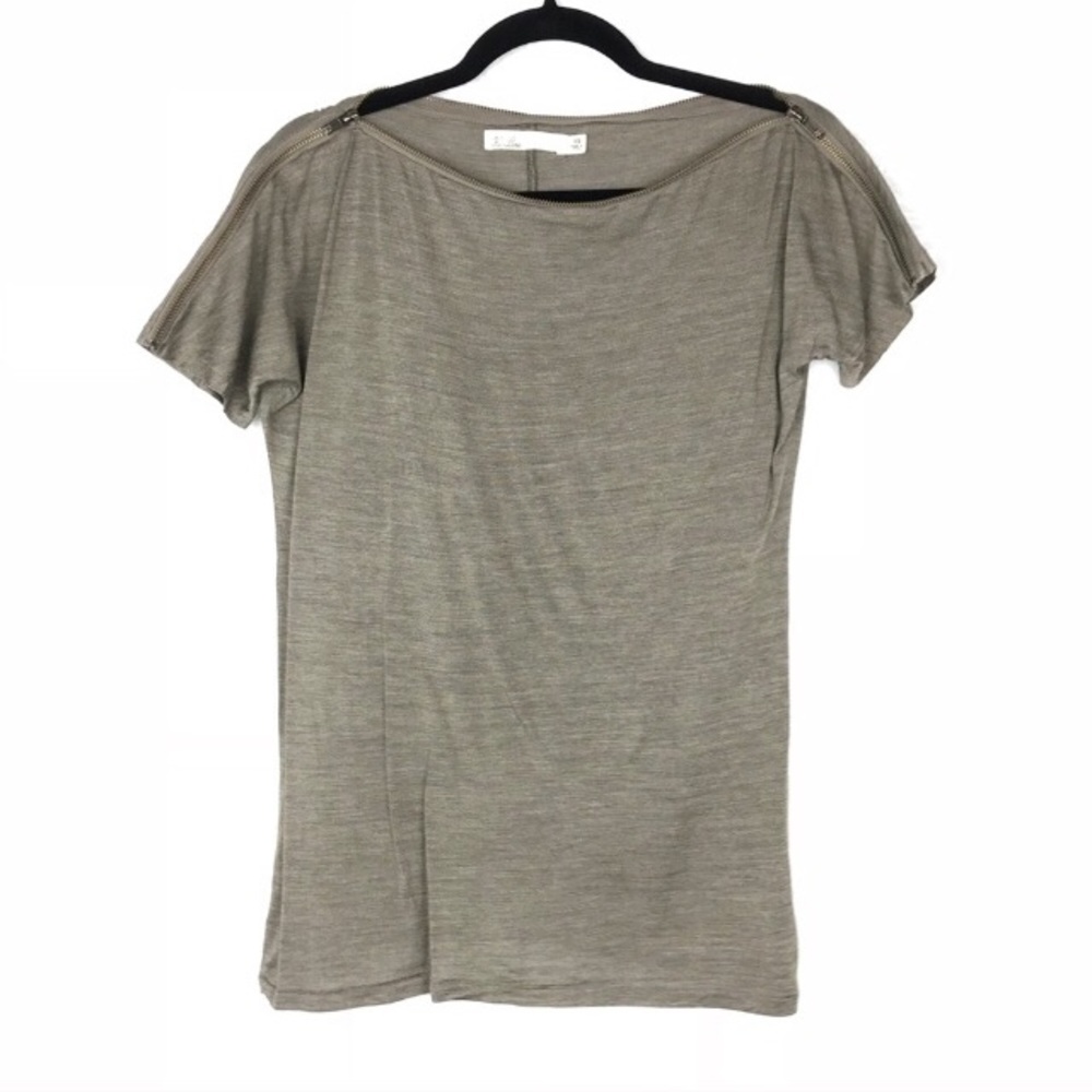 Hi-Line Zipper Adjustable-Shoulder Shirt - size M - grey/bronze